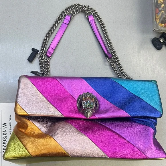 Kurt Geiger Rainbow Striped Shoulder Bag - Picture 1 of 9